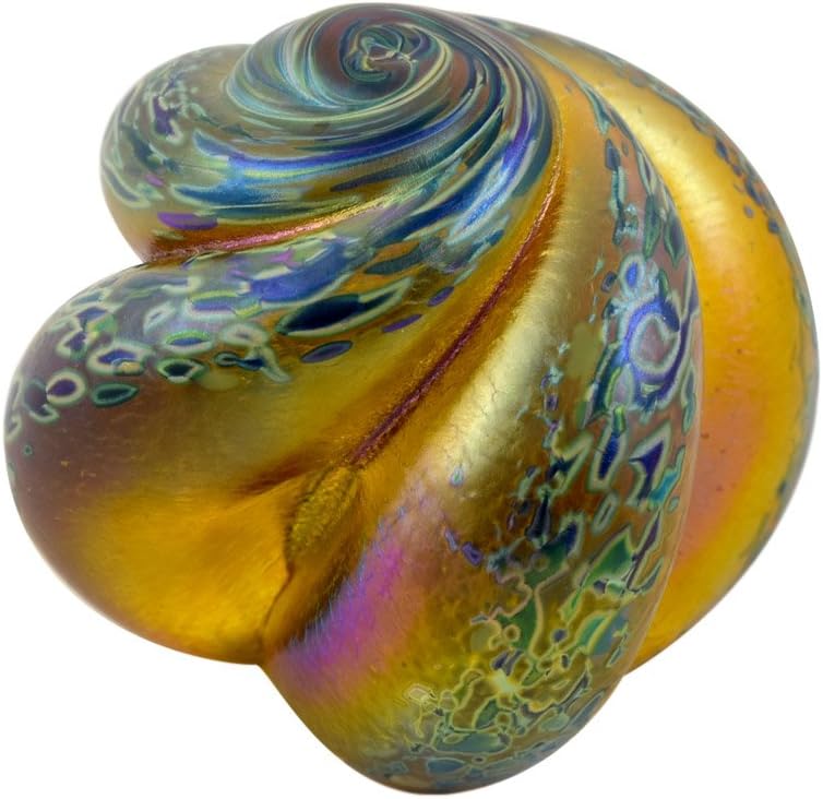 Modern Artisans American Made Nautical Swirl Blown Glass Paperweight Sculpture (White Pearl)