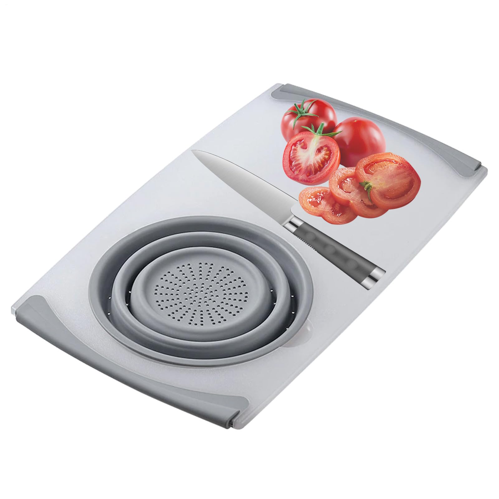 Cesta ajustable – Colador de tabla de cortar para fregadero de cocina
