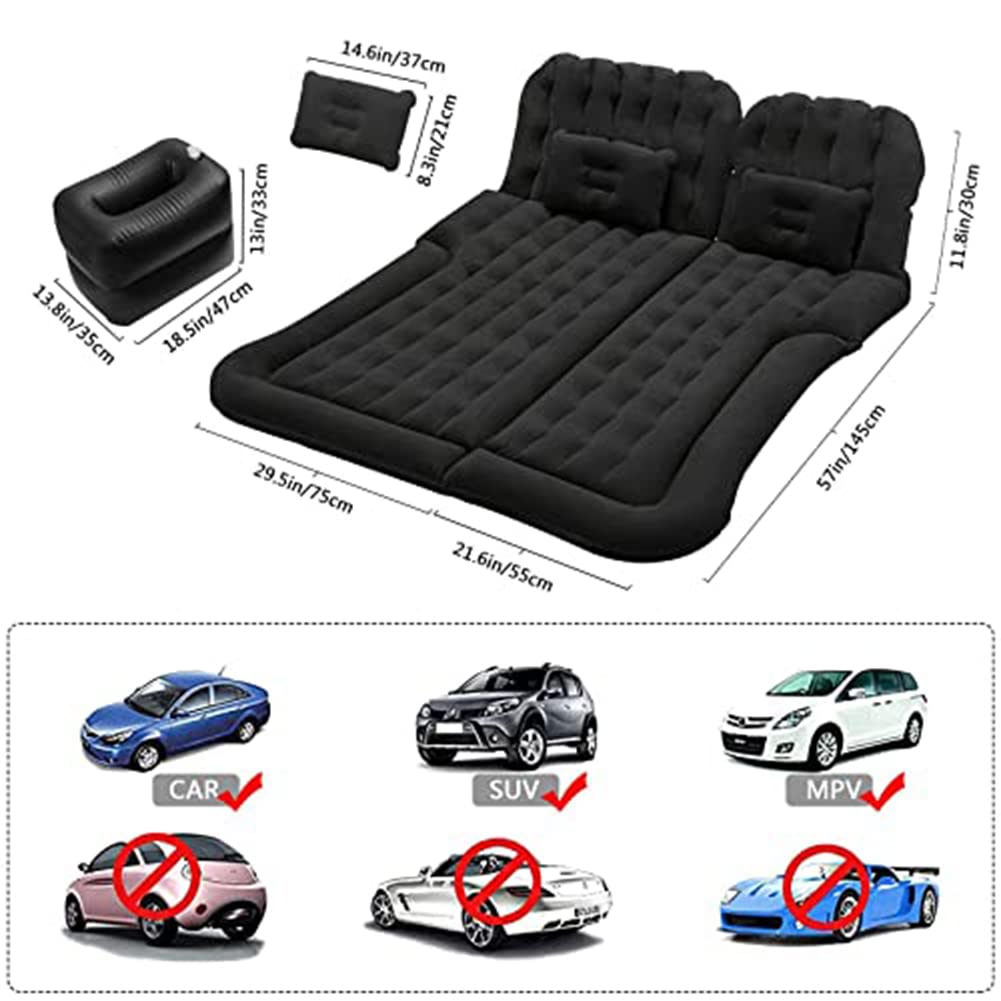 YOOHBERRYS Matelas Gonflable Voiture 200x125cm - Lit Pneumatique SUV Avec Pompe Et Oreillers Pour Voyage & Camping