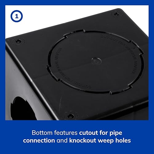 Miniatura 3 de Kit de drenaje para lavabo cuadrado NDS 1200BKITRTL1PK con drenaje de lavabo de 2 aberturas, 2 adaptadores, 1 tapón de salida y 1 rejilla de drenaje