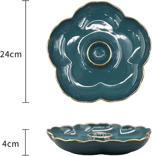 Miniatura 3 de WULFY Vajilla Creative Dumpling Plates with Vinegar Dish Home Hotel Breakfast Grid Plate Sushi Flower Shape Simple Ceramic Plates (Color  White)