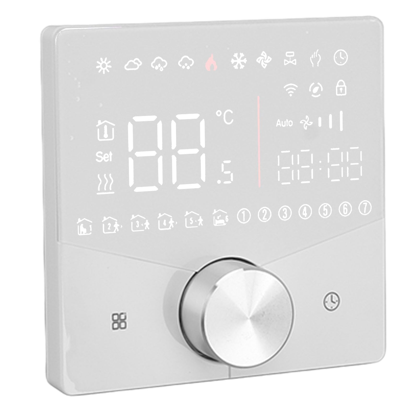 Inteligentny cyfrowy termostat Kolorowy wyświetlacz LCD Precyzyjne sterowanie Inteligentny regulator temperatury (White)