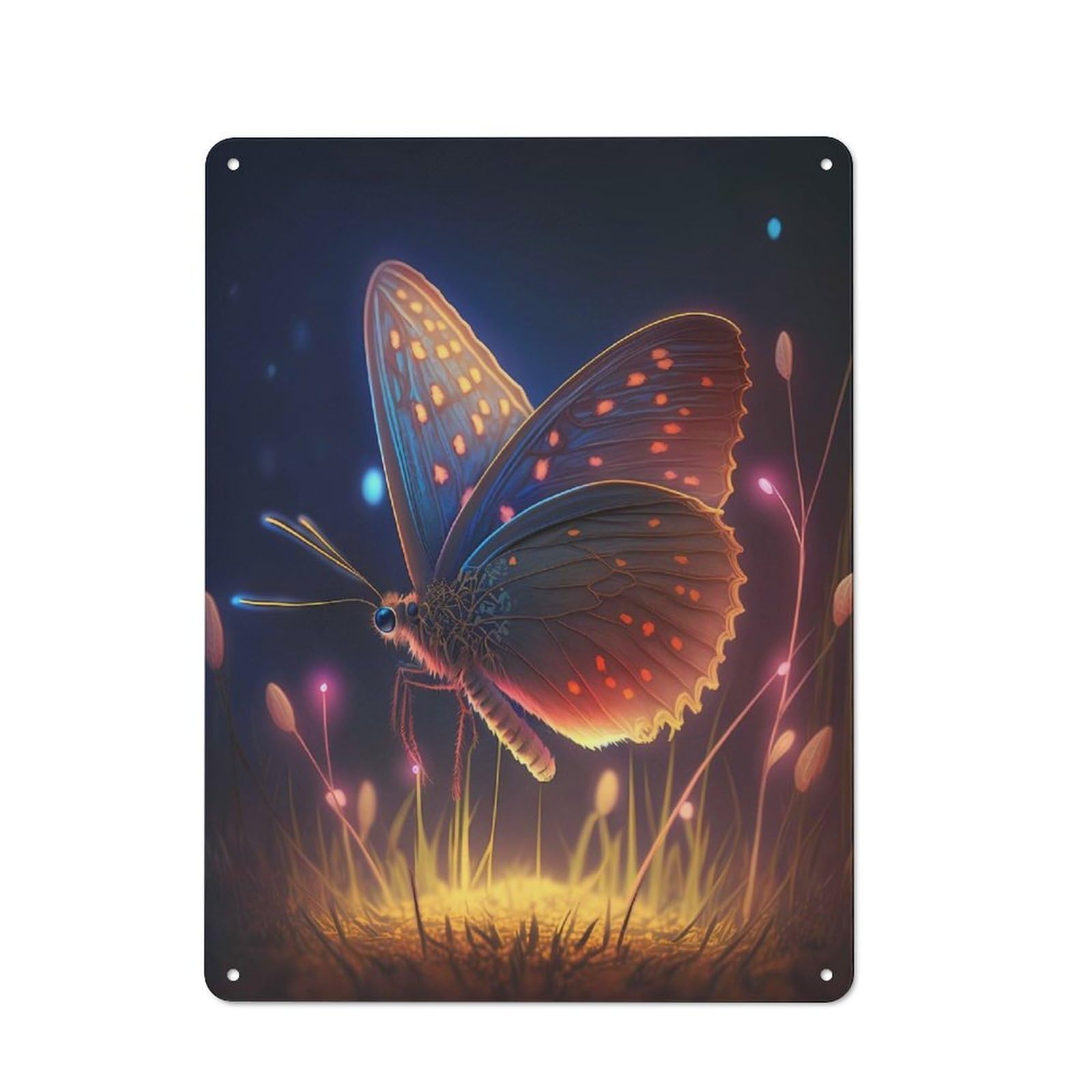 Kitchen Metal Sign with Butterfly Design 40x30cm, Vintage Cafe Wall Decor for Restaurant, Kitchen, Counter Or Breakfast Nook