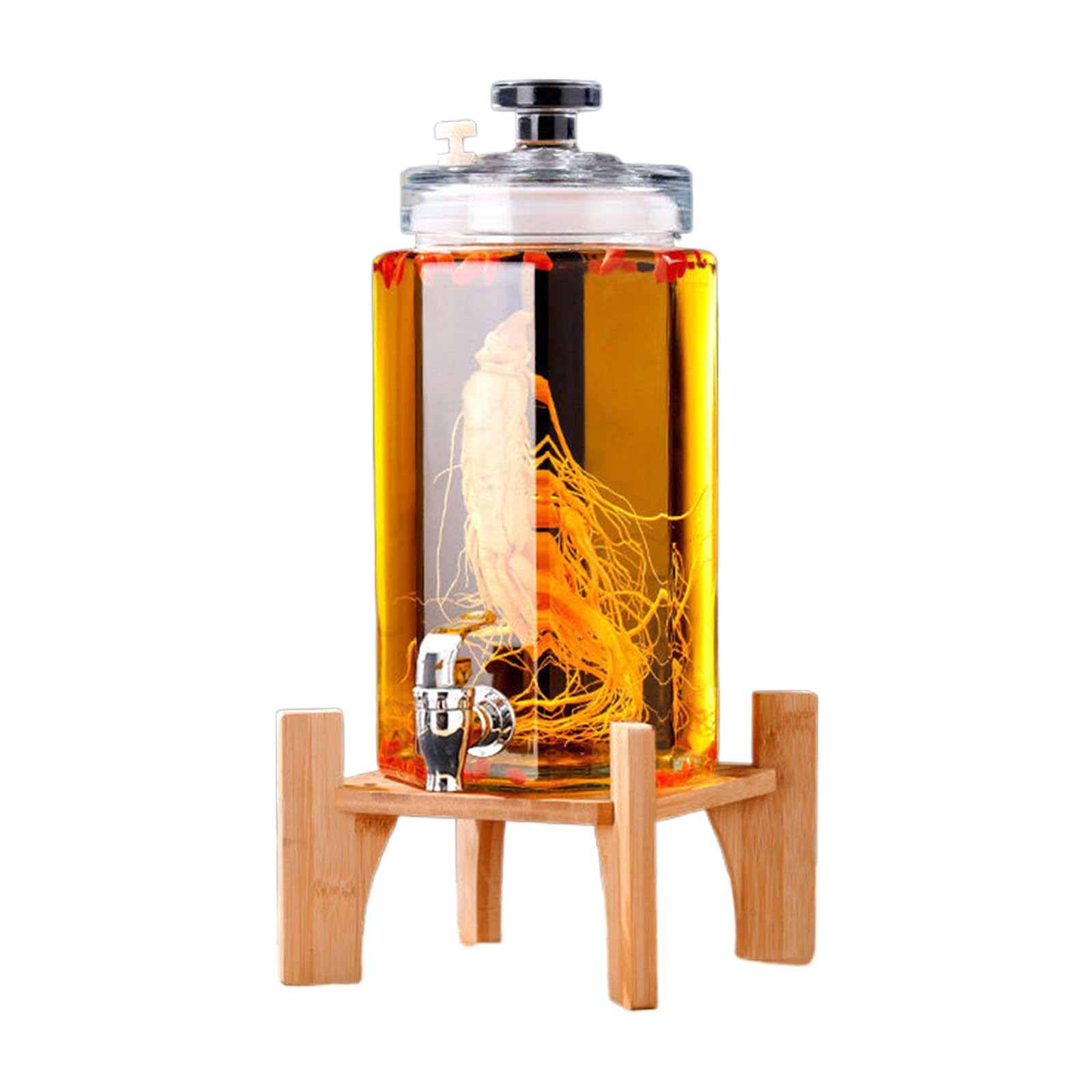 Mini Getränkespender Mit Wassertank Und Hahn,Getränke-Kühleimer Mit Wasserhahn,Glas-Getränkespender Mit Deckel Weithals-Eisgetränkeglas,A Faucet,10L