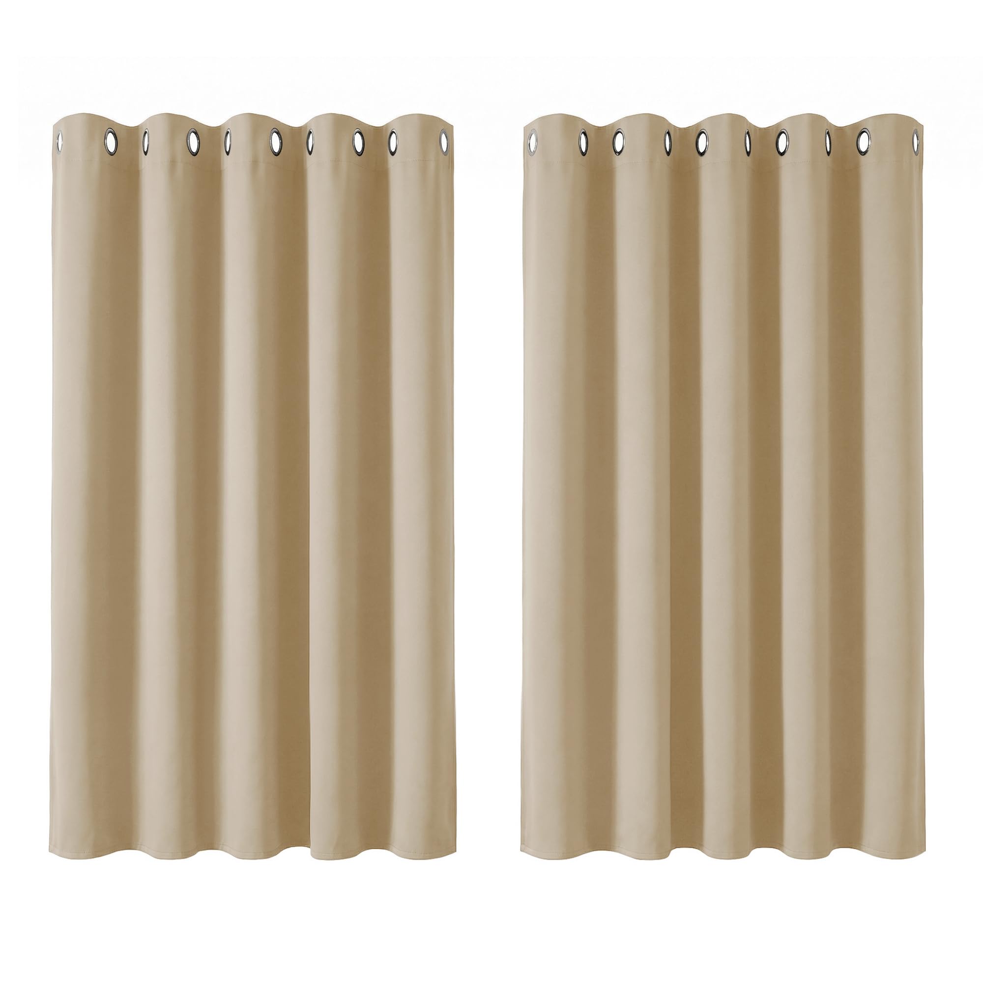 Deconovo Blackout Curtains Eyelet, Super Soft Thermal Insulated Noise Redudcing Bedroom Curtains for Living Room, 66 x 54 Inch, Biscotti Beige, 2 Panels — image 1
