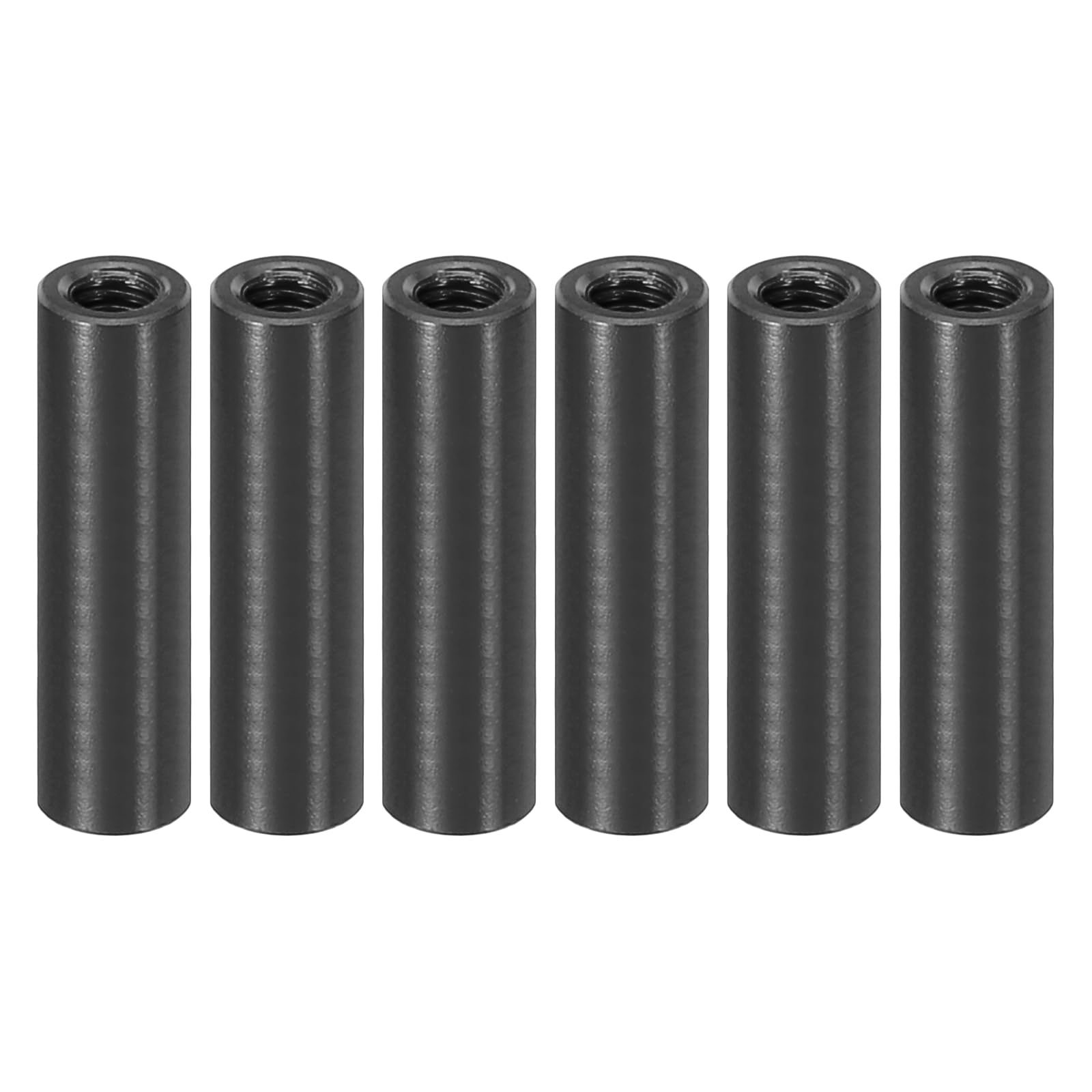 PATIKIL 6pcs M3 Metal Threaded Standoff Spacer Nuts, Round Aluminum Spacers Female Coupling Screws, 1/8" ID x 3/16" OD, Black, (20mm L)