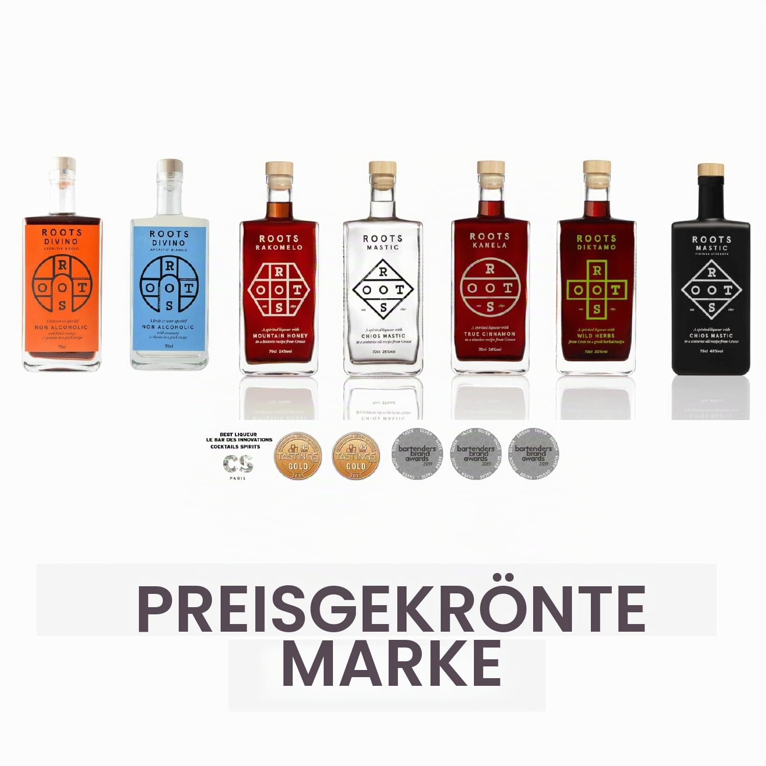 Roots Divino Rosso Vermouth Ohne Alkohol | Alkoholfreier Aperitif auf Weinbasis, ausgezeichnet mit mehreren Goldmedaillen | Handgefertigt mit griechischen Bitterorangen und Wermut | 700 ml