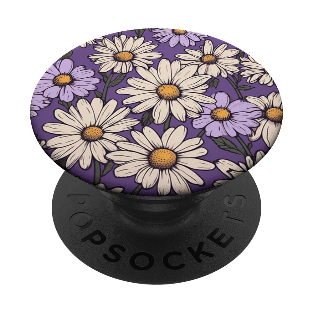 Daisy Hippie Flowers Floral Aesthetic Boho Purple PopSockets Standard PopGrip