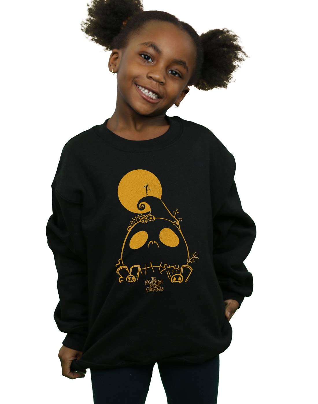 Absolute Cult Girls Black Disney Nightmare Before Christmas Jack Skellington Cemetary Sweatshirt 12-13 Years