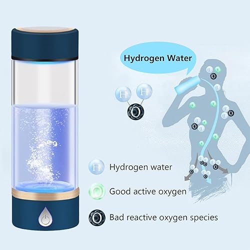 Miniatura 8 de Generador de botellas de agua de hidrógeno, ionizador de agua de hidrógeno portátil, máquina de agua de hidrógeno recargable de 12.8 fl oz para el