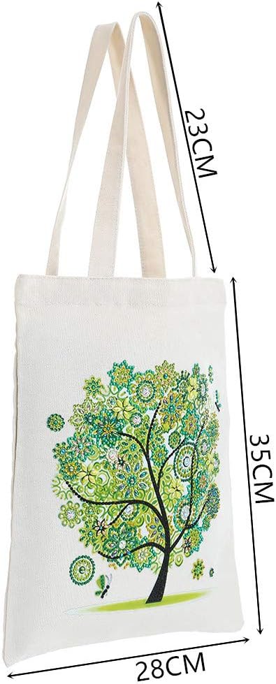 CaptainCrafts DIY 5D Diamond Painting Tote Bag Canvas Bag Reusable Long-Lasting Foldable Storage Bag DIY Diamond Art Handbag Diamond Painting Kit Art Craft (4 PCS Four Seasons Tree)