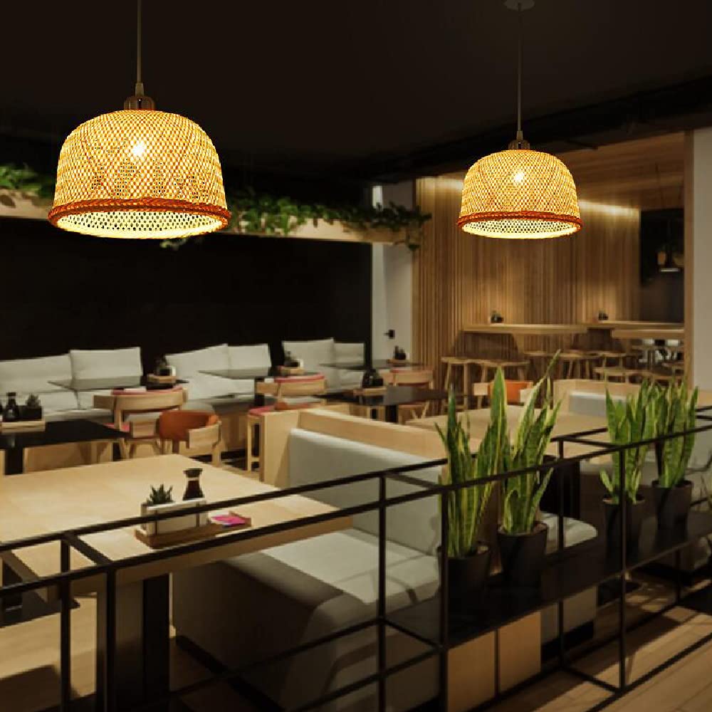 Lampadario Aperto In Bambù, Lampada A Sospensione In Vimini Intrecciata A Mano, Paralume In Bambù E27, Apparecchi Di Illuminazione A Soffitto, Lampada A Sospensione A Risparmio Energetico Per