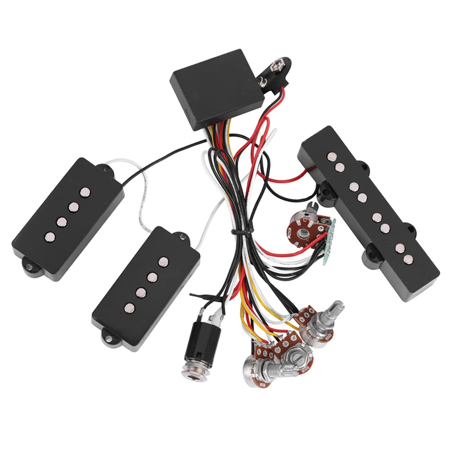 Pastillas de Bajo Eléctrico 3 Bandas Ecualizador Activo y Pasivo con Preamplificador Cableado Circuito para Guitarra Bajo Optimizado para Mayor Claridad y Versatilidad