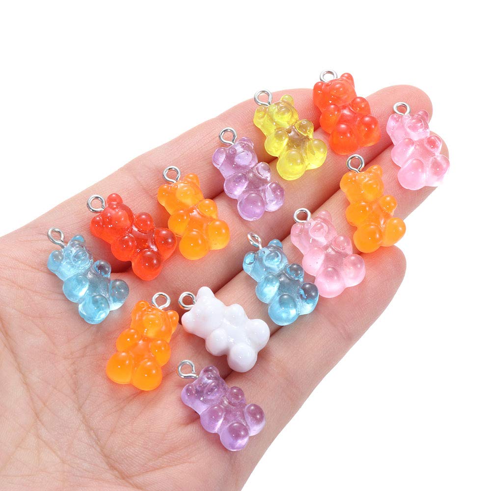 chenyu 45 Stück Bären Anhänger Farbverlauf Candy Rubber Charms Bär für DIY Making / 9 Farben