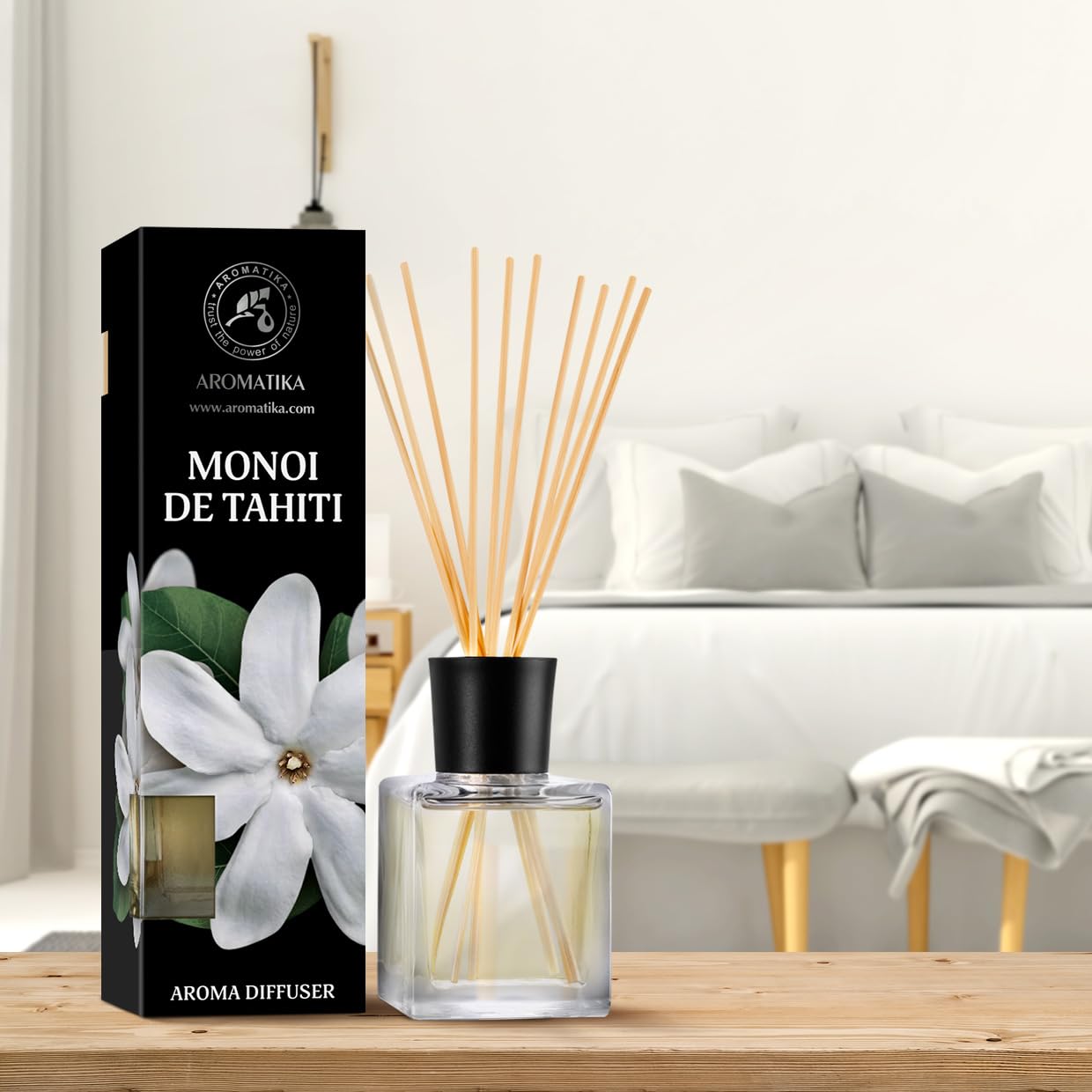 Monoi de Tahiti Aroma Diffuser 200ml - Reed Diffuser - Room Fragrance - Home Fragrance - Air Freshener - Monoi de Tahiti Scented Diffuser - Gift Idea - Tiare Odor