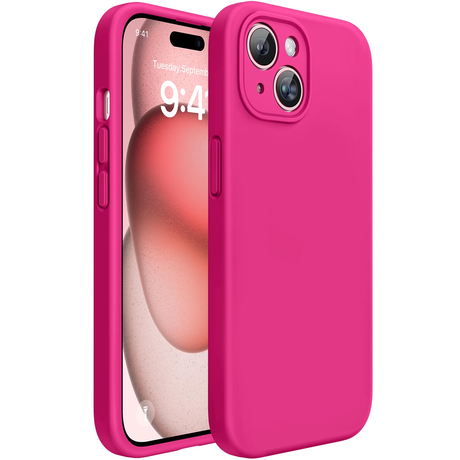 Miracase Silicone &amp; Magnetic for iPhone 15 Case, Hot Pink