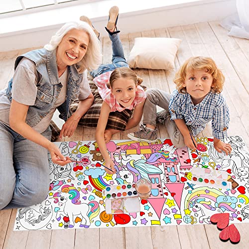 Dvbonike Jumbo Valentine’s Day Coloring Poster Giant Unicorn Diy Drawing Paper Art Blank Banner 55.1 X 23.6 Inch Coloring Wall Decoration School Group Activities For Kids Arts Craft Party Suppiles #TOP4