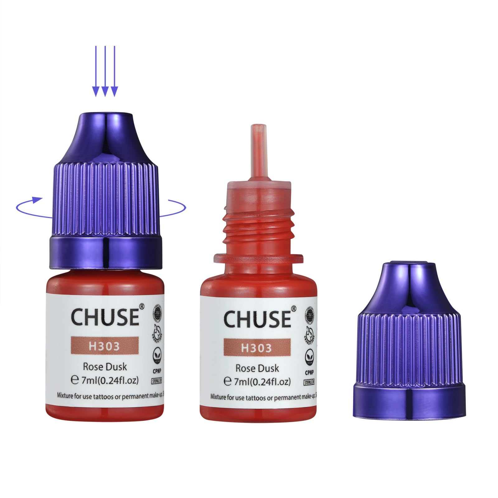 CHUSE PMU H303 - Pigmenti liquidi ibridi per labbra, 7 ml/0,23 once (H303 Rosa Crepuscolo)