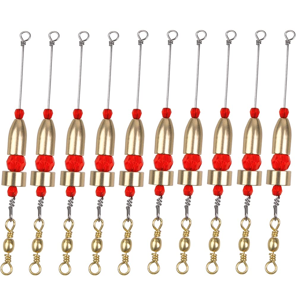 10 STÜCKE Angeln Sinker Stecker Angeln Bereitschaft Rigs Mit Messing Kugelgewichte Barrel Swivels Glasperlen Angelgerät Zubehör (Color : 28G-10PCS)