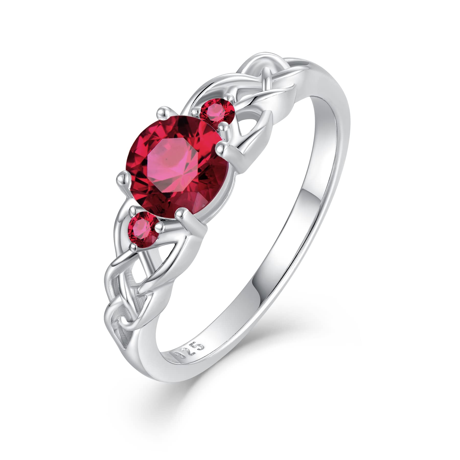 STARCHENIE Celtic Knot Ring for Women 925 Sterling Silver 3-Stone Promise Ring Size 5-10