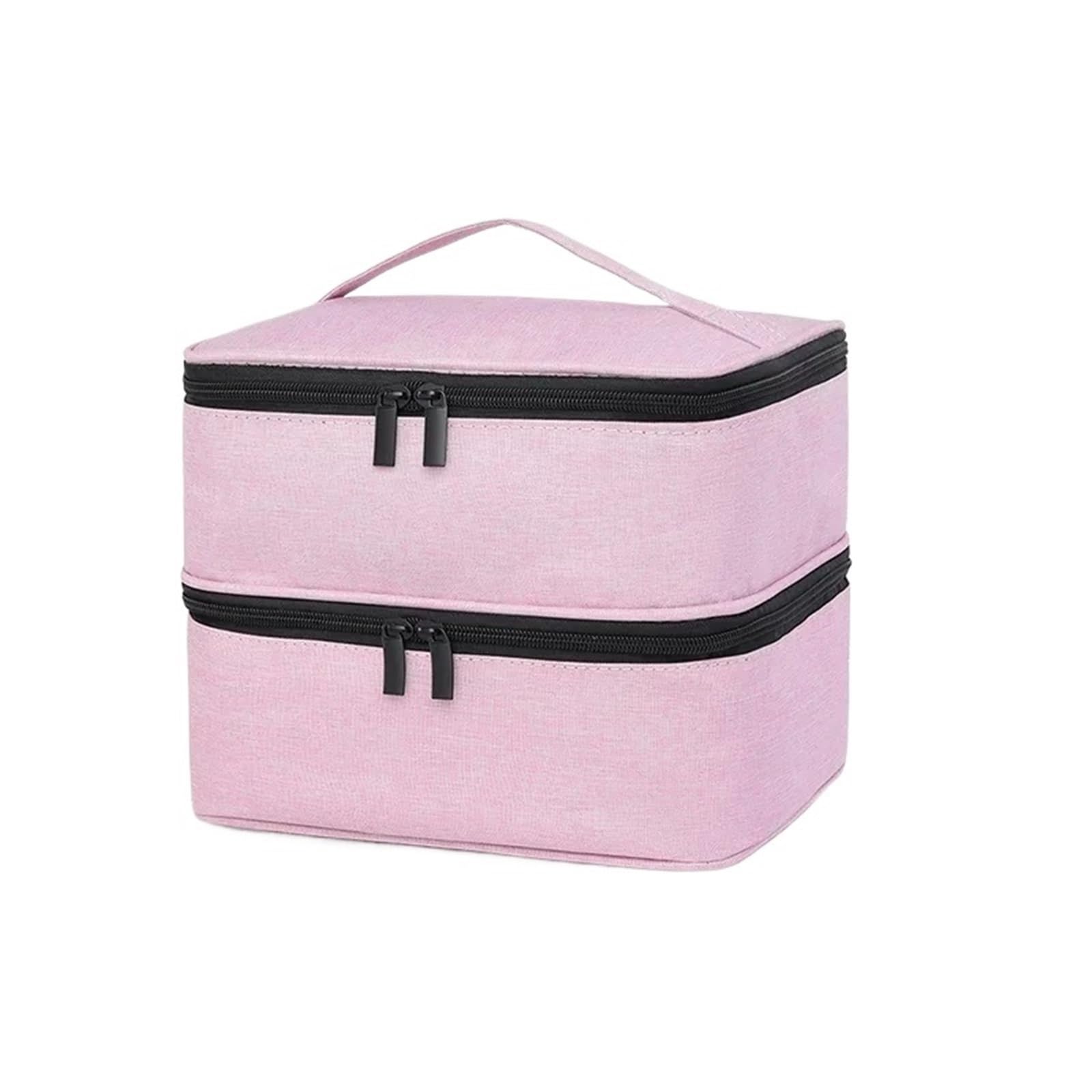 Nagellack Organizer Tasche Nagellack-Aufbewahrungstasche, Tasche for ätherische Öle, tragbares Kosmetik-Nagelpflege-Werkzeug, Nagelpflege-Set, Aufbewahrungsbox, Organizer mit 30 Fächern(S-Pink)
