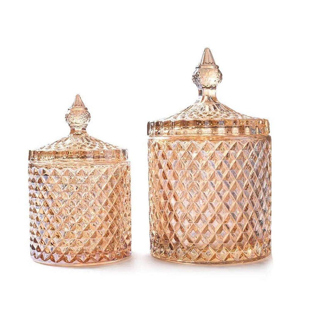 2 pots de bonbons en verre avec couvercle bol de bonbons décoratif recouvert de cristal, bocal de rangement
