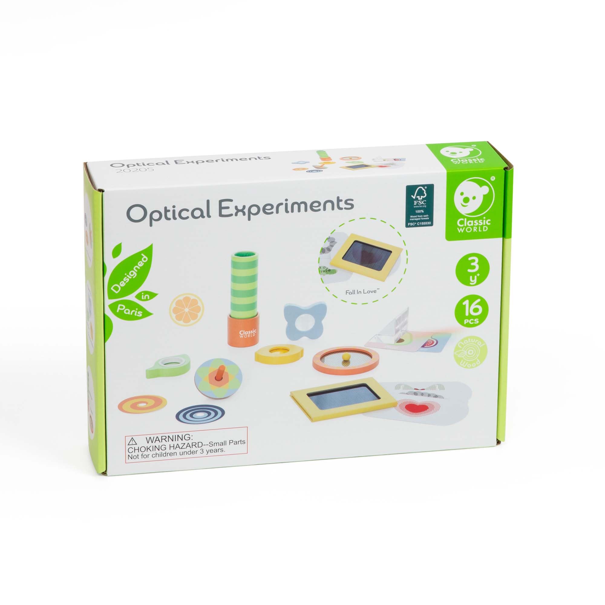 Classic World Kit de experimentos ópticos para niños – Juguete educativo STEM con caleidoscopio, caja de rejilla, disco giratorio y más, experimentos científicos para jóvenes científicos