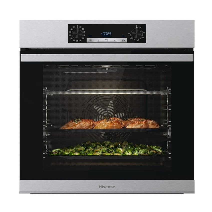Immagine del prodotto Hisense BI64211PX, Forno Multifunzione Termoventilato, Cavità XXL 77L , Auto Pulizia Pirolitica, 13 funzioni di cottura, Funzione pizza 300°C, Cottura AirFry, Cottura Multifase, Display Led