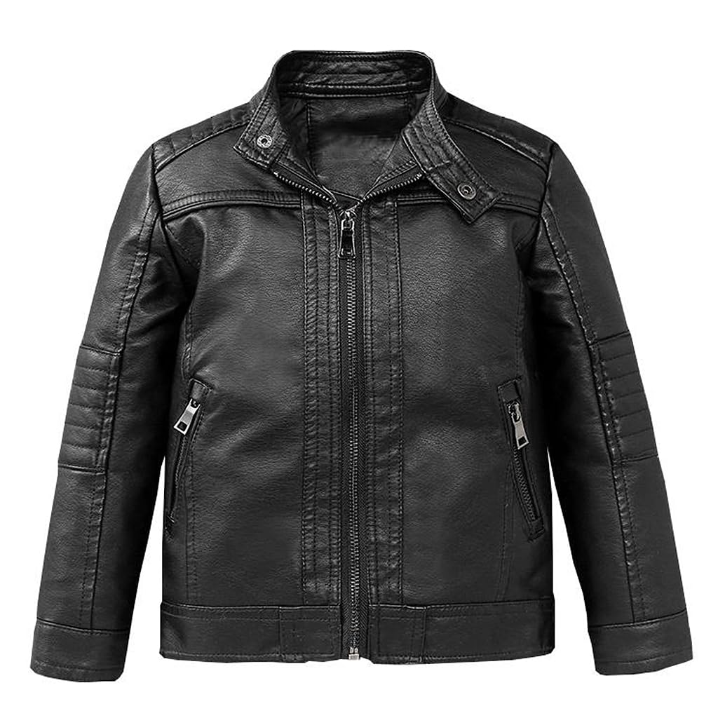 linboo Giacca in pelle per bambini, per motociclisti, in similpelle, bomber da ragazza, per mezze stagioni, primavera, autunno