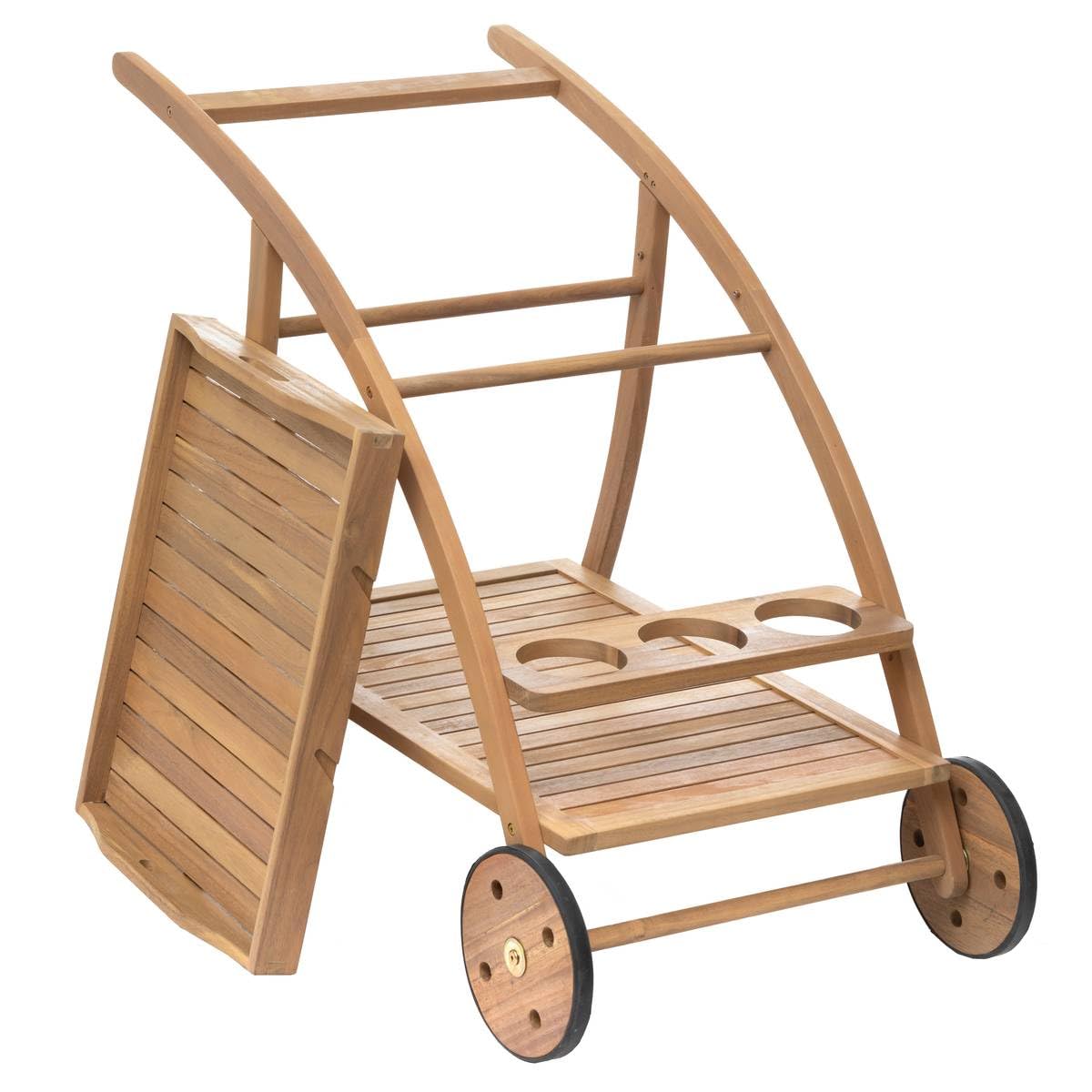 HESPERIDE - Carrito de servicio Tiwi de Madera de Acacia con ruedas - An. 78 x Pr. 56 x al. 105 cm - Mobiliario de Exterior para terraza, balcón y Patio