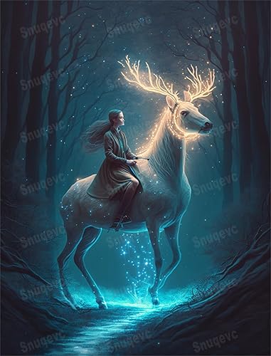 Magic Deer with Girl Rompecabezas prémium de 1000 piezas para adultos, los mejores rompecabezas desafiantes para entrenamiento cognitivo, seguro,