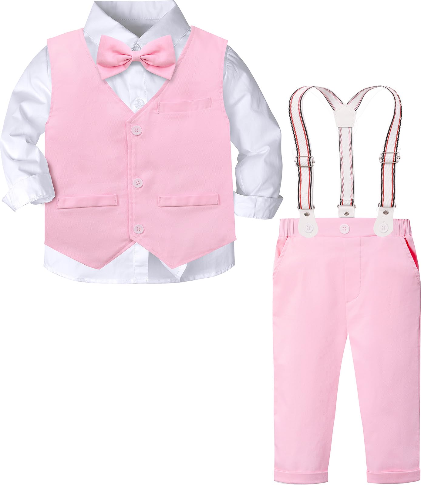 A&amp;J DESIGN Toddler Boys Formal Clothes Suspender Outfit Dress Suit 12M - 6Y