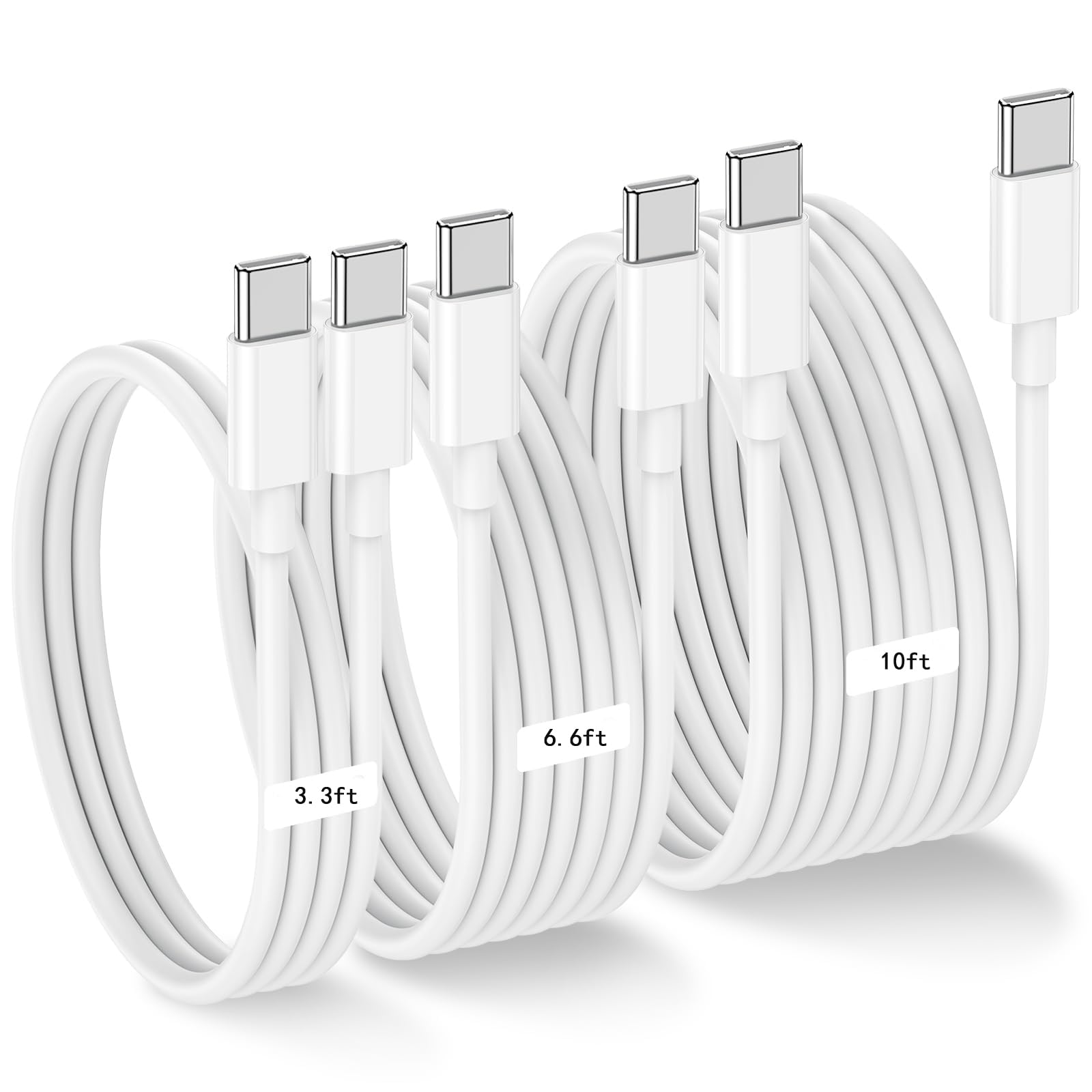 Sponsored Ad – 60W Fast Charging USB C to USB C Cable Pack for iPhone 16 15 Pro Max, Samsung Galaxy S25 S24, iPad Pro, MacBook Pro - 3-Pack (3.3FT+6.6FT+10FT)