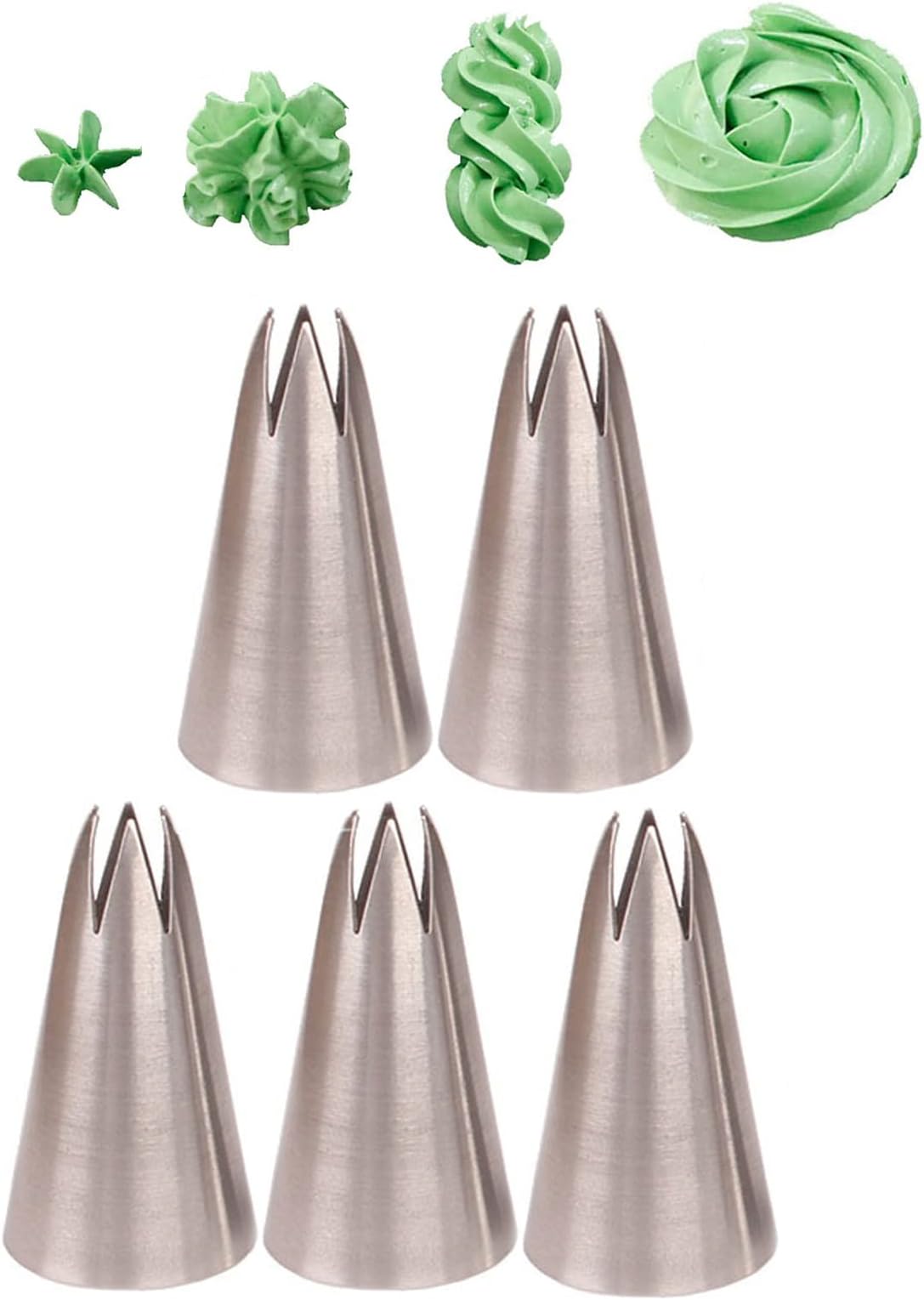 1M Piping Tip Set,5 Pcs Frosting Tip 1M,Seamless 1M Star Tip for Piping,1M Rosette Tip for Cake Decorating