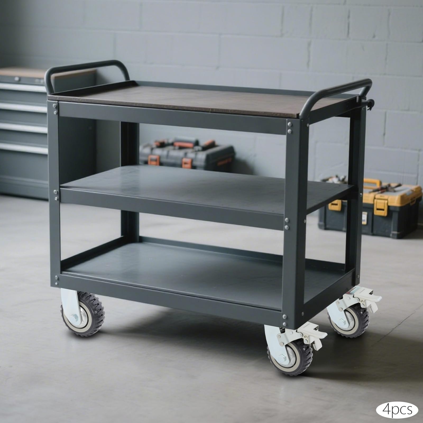 Ruedas giratorias para cargas pesadas, 4 unidades, hasta 250 kg | 4 ruedas de freno, PU, giratorio 360°, para carro de muebles, banco de trabajo