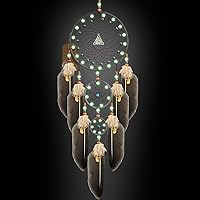 Vista 10 de Atrapasueños hecho a mano pluma nativa decoración de la pared del hogar negro