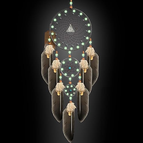 Miniatura 10 de Atrapasueños hecho a mano pluma nativa decoración de la pared del hogar negro