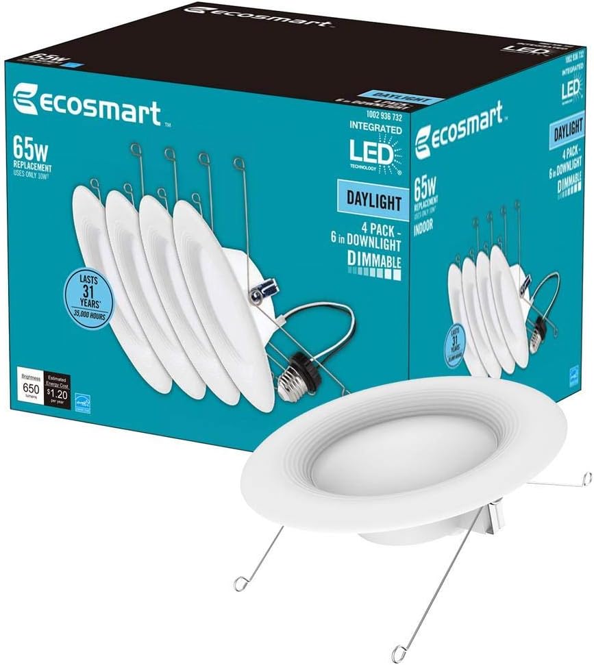 EcoSmart5/6 in. Daylight Integrated LED Recessed Trim (4-Pack)