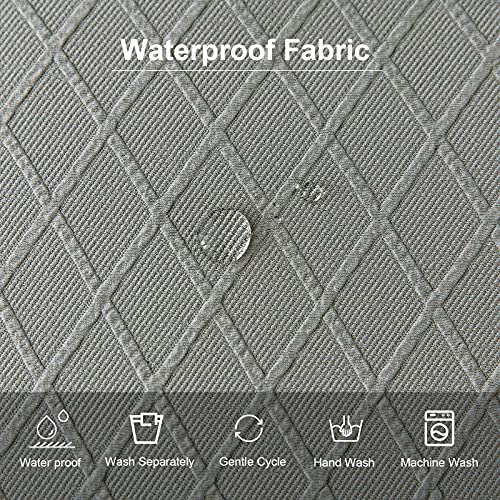 Image of Genina Waterproof Seat Covers for Dining Room Chair Cushion Covers Set of 2 | Jacquard Removable Machine Washable Kitchen Chair Seat Slipcovers,Pet Hair And Stain Protection,Stretch Chair Protector