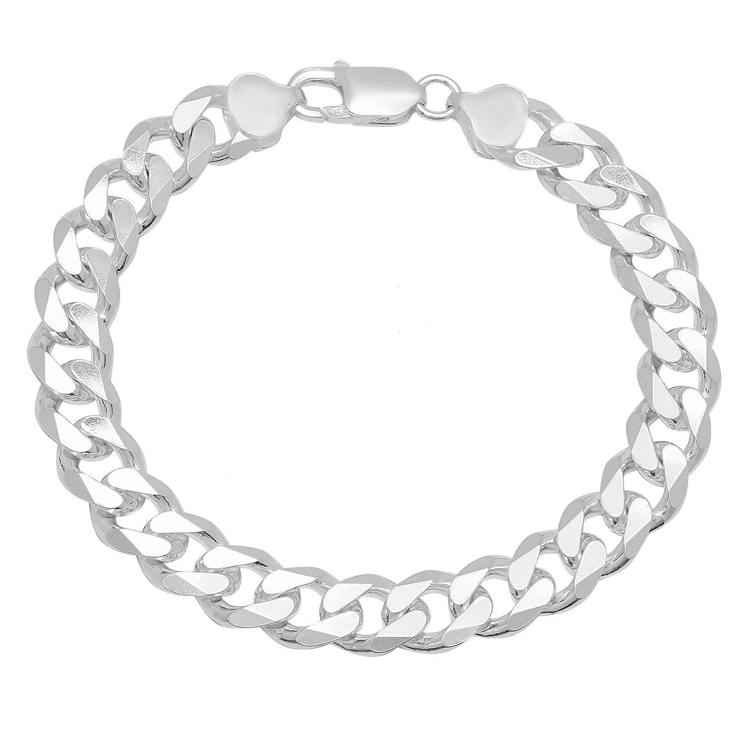 ARGENTO REALE Italian 925 Sterling Silver Heavyweight Curb Cuban Necklace For Men, Thick Heavy Necklaces In Solid Sterling Silver, Mens Link Chain and Bracelet 6.75MM -9MM