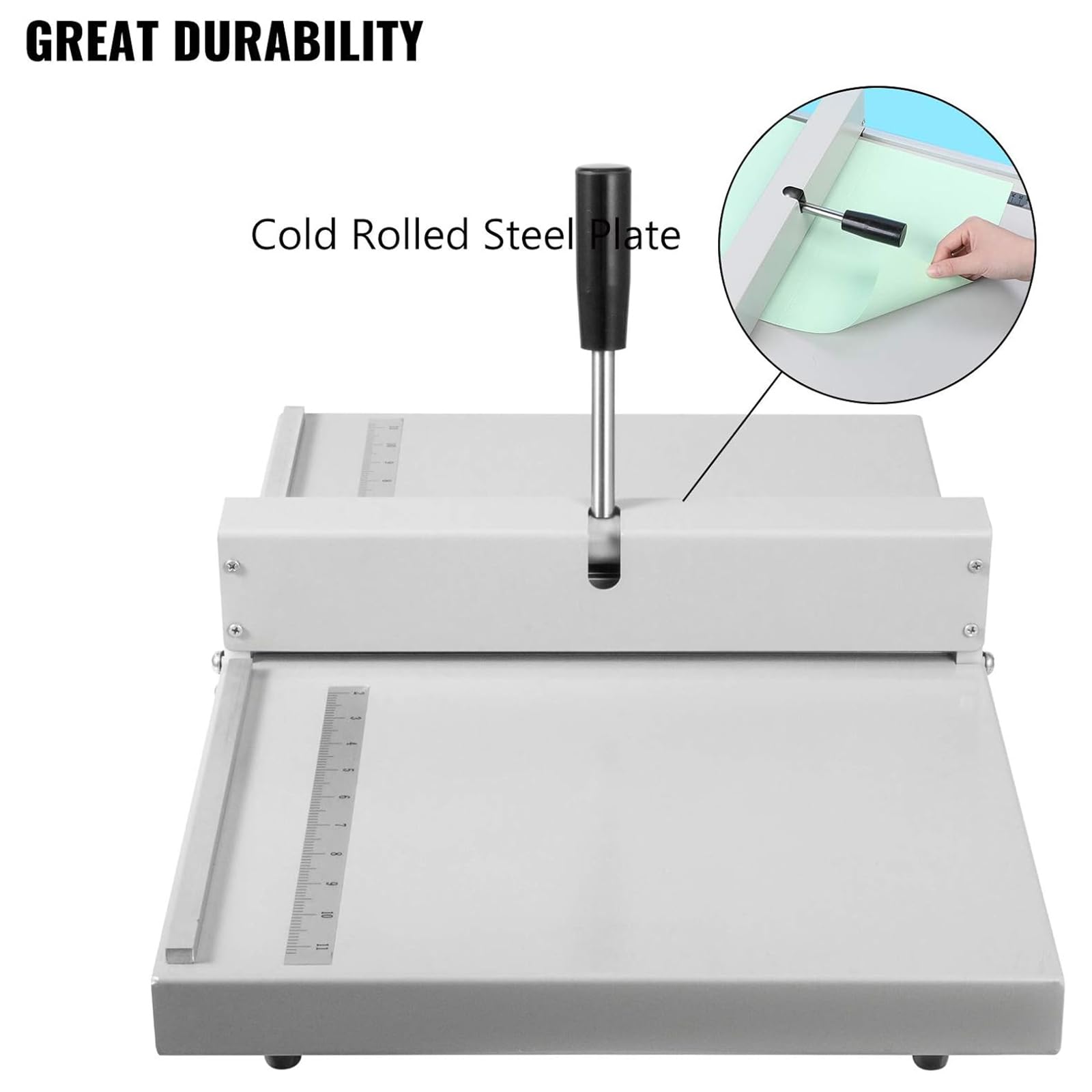 TsoLay Manuelle Falzmaschine Für Papier, 350 Mm Papierfalzmaschine Mit Zwei Positionierblechen, Falztiefe 0,8 Mm, Presskraft Bis 450 G Papier, Für Fotobucheinbände Aus Karton