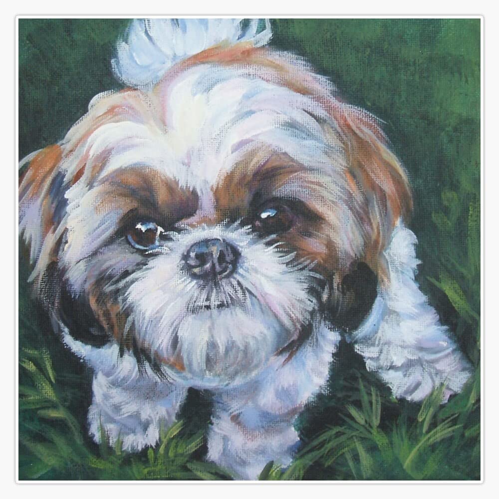 Shih Tzu Fine Art Painting Vinyl Sticker Laptop Decal Waterproof 5"