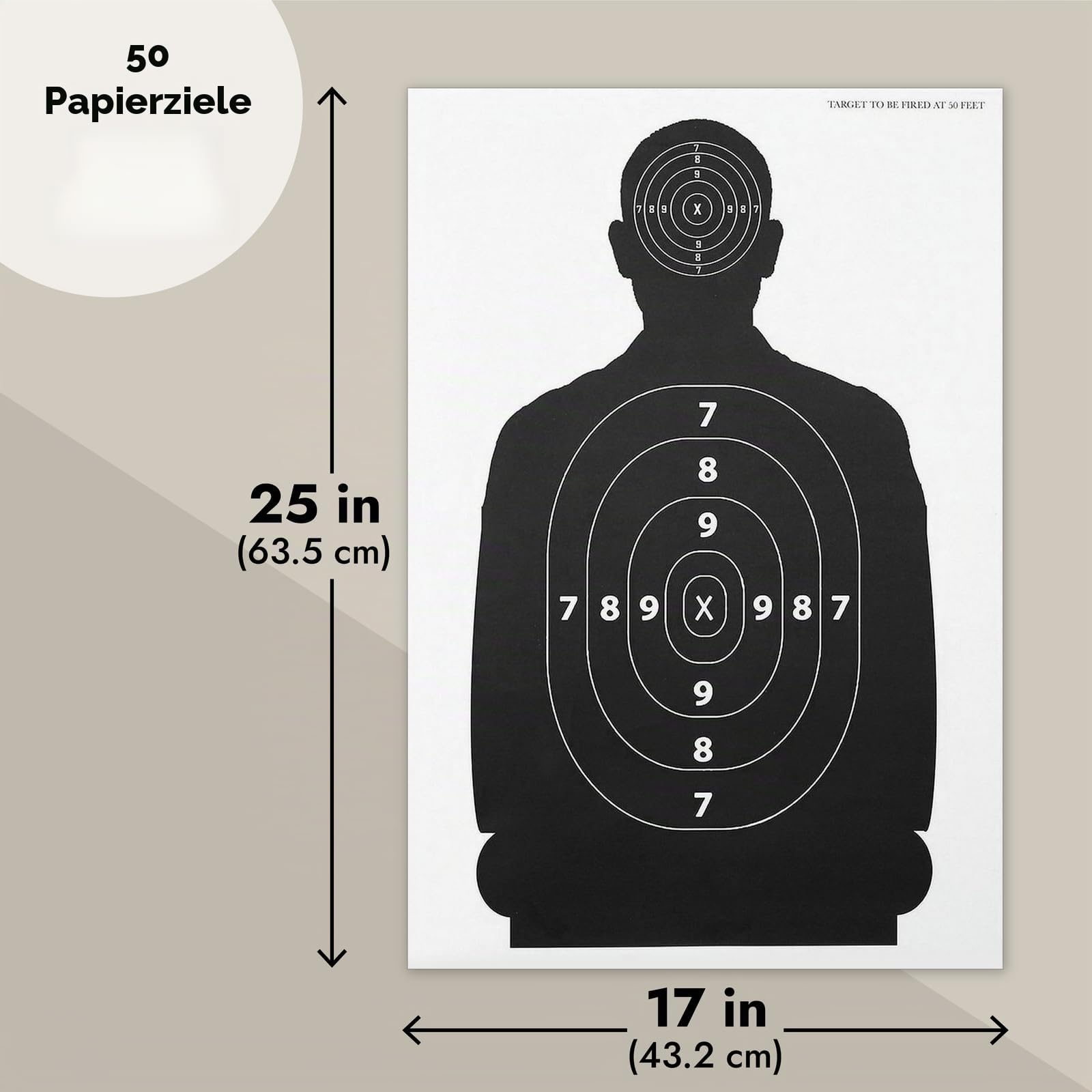 Lã– Schieÿzielblätterpapierschieÿen Ziele, Zielsortiment Für Waffen, Flinten, Pistolen, Flinten, Bb Airsoft Schieÿübungen43,2 X 63,5 Cm , 50 Silhouetten Schwarz / Weiÿ