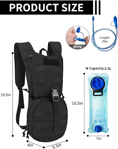 Miniatura 3 de SMONT Mochila táctica Molle de hidratación de agua para correr, ligera con vejiga de agua de 2.5 L para hombres que caminan