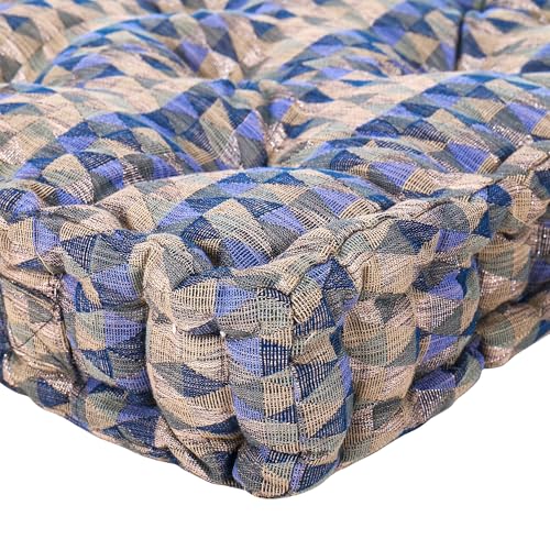 Image of Quilted Woven Grey Floor Cushion 60x60x10 cm with Cotton Filler Large Size for Seating, Patio Seat, Meditation, Yoga, Pooja, Guests, Living Room, Bedroom 24x24x4 Inch - Shiny Triangle