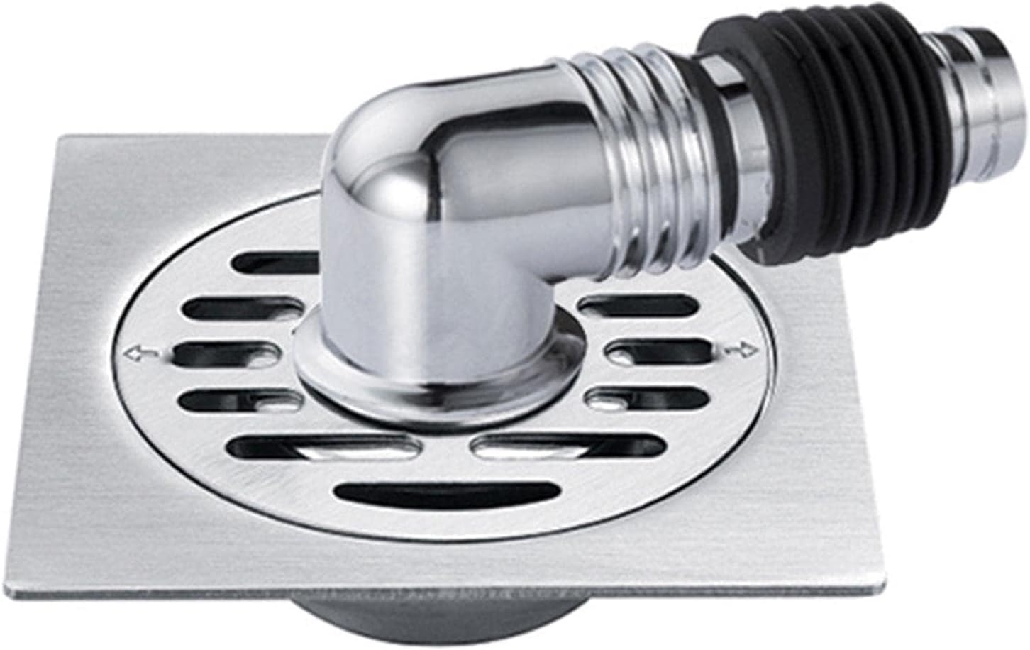 Faddare Washing Machine Floor Drain Cover, Shower Drain Floor Drain Cover with Pipe Connector, Square One-Way Drain Valve Fast Drainage Shower Plug Insert Drain Plug(Silver)