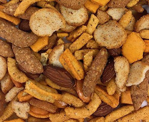 Spicy Snack Mix. Crunchy Bar Food, Blend of Cheese Crackers, Cajun Corn Sticks, Almonds, Rice Crackers etc. Great Party Snack. Two - 1 Pound Bags.