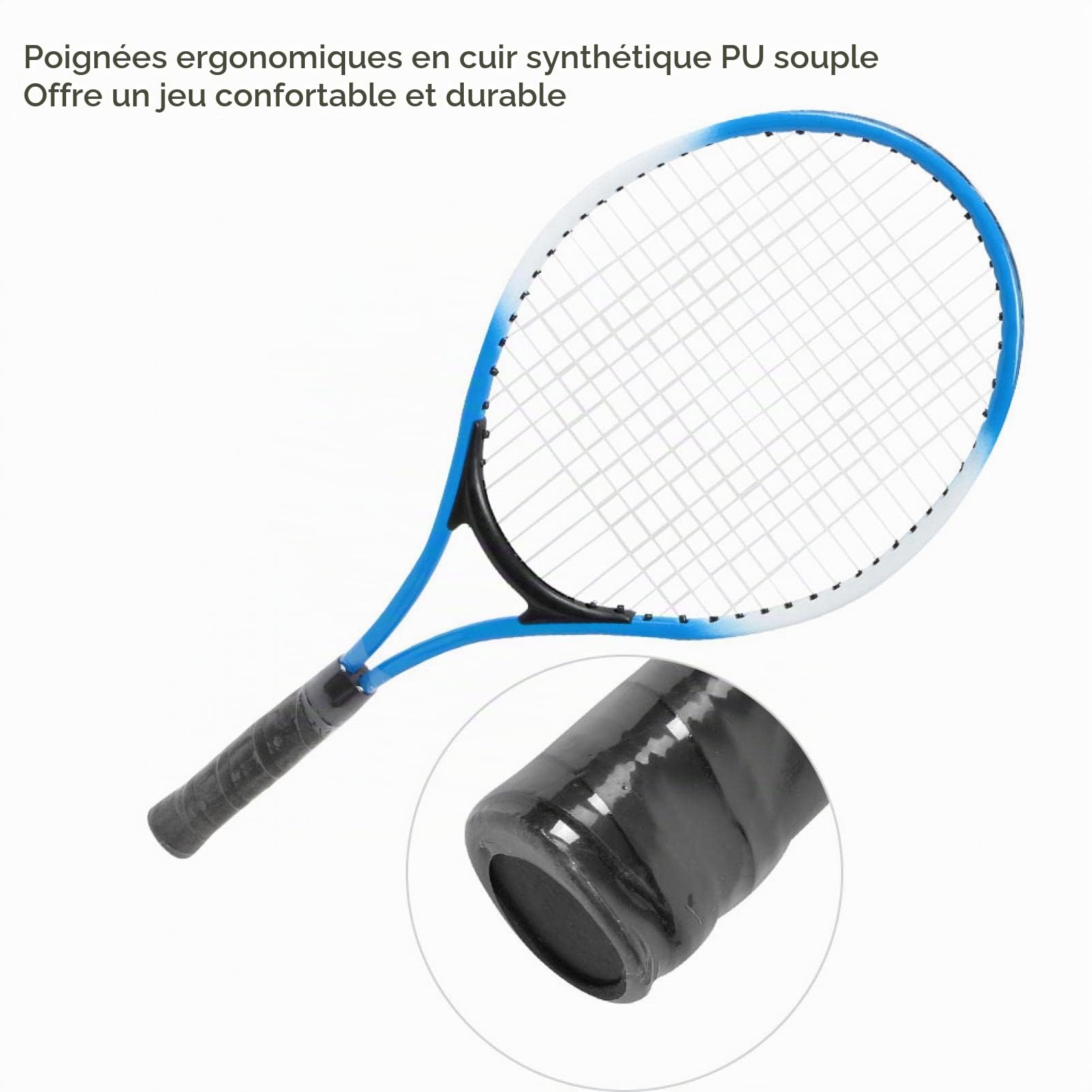 Raquette de Tennis pour Adultes, Raquette d'Entraînement pour Débutants | Cadeaux d'anniversaire, avec Balle et Sac de Transport pour l'Entraînement Sportif en Plein Air, Bleu