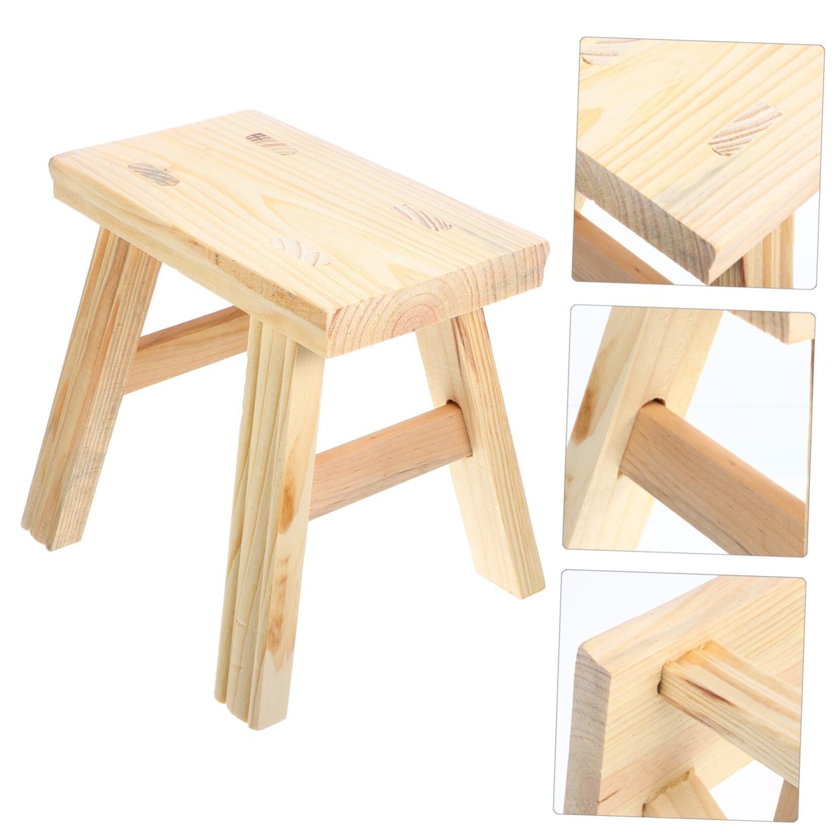 Step ol de madera maciza, ligera y antideslizante, estable para cocina, baño y hogar, ideal para sala de estar y zapatero (mamá marrón)