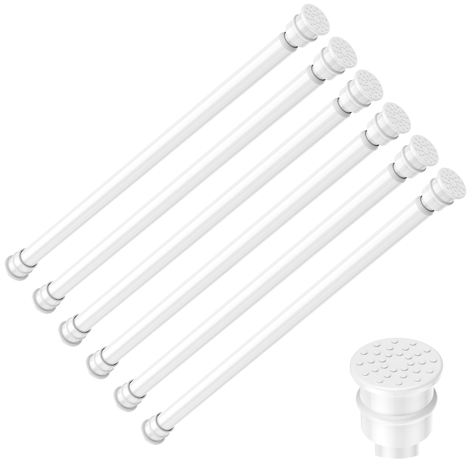 Tension Curtain Rod 17 to 28 Inch Adjustable Tension Rods 6 Pack Expandable Spring Tension Rod White No Drilling for Closet Kitchen Cupboard Wardrobe Door Bookshelf DIY Projects